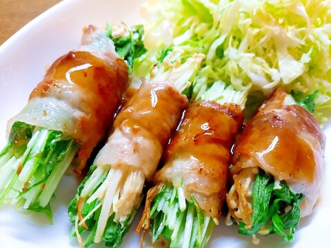 水菜とえのきの豚バラ巻き焼肉味